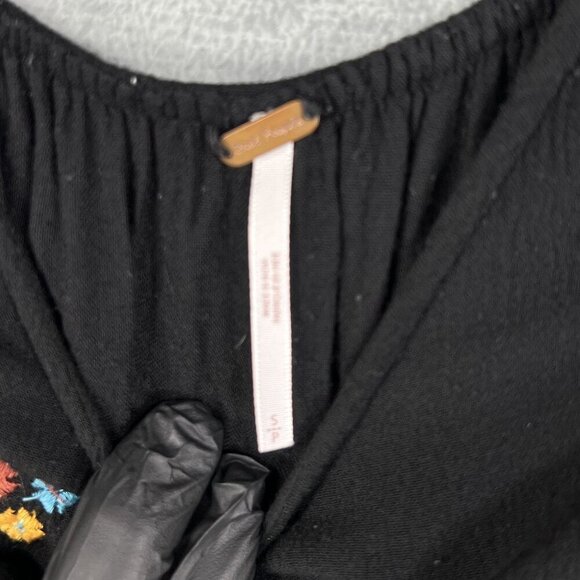 Free People Womens S Boho Floral Embroidered Oxford Black Mini Swing Dress - Picture 12 of 16